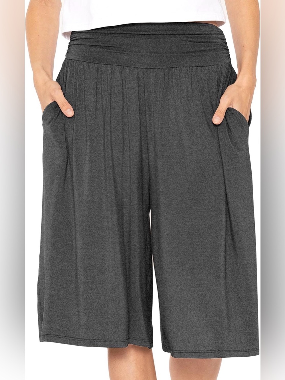 Women's Flowy Capri Pants Wide Leg Casual Gaucho Pants with Pockets Size XL NWOT